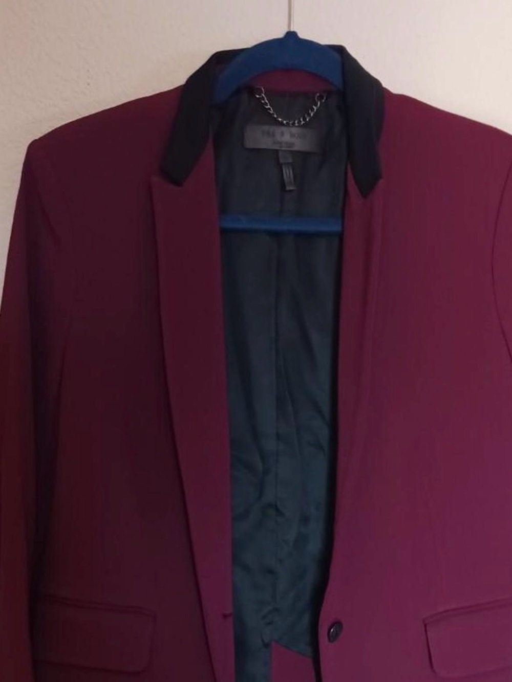 rag & bone Women's Burgundy Blazer with Black Trim - Picture 2 of 6